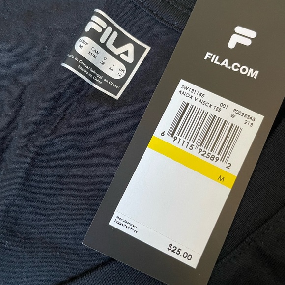 FILA Knox V Neck T-Shirt Nwt - Picture 4 of 4